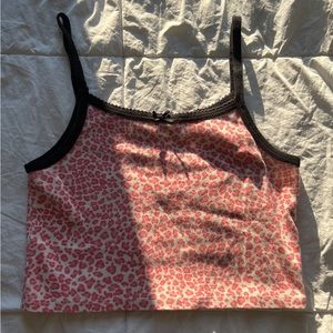 Brandy Melville Pink Cheetah Print Cropped Tank